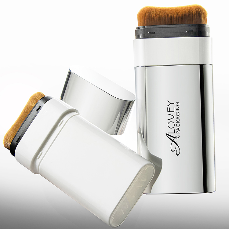 cream blush stick in pretty silver tube