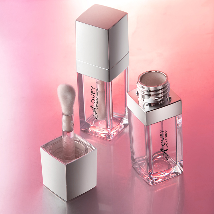silver square lip gloss tube